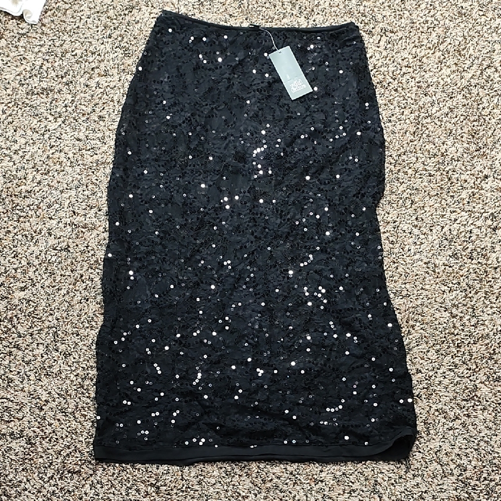 Wild Fable | Elegant Black Sequin Skirt